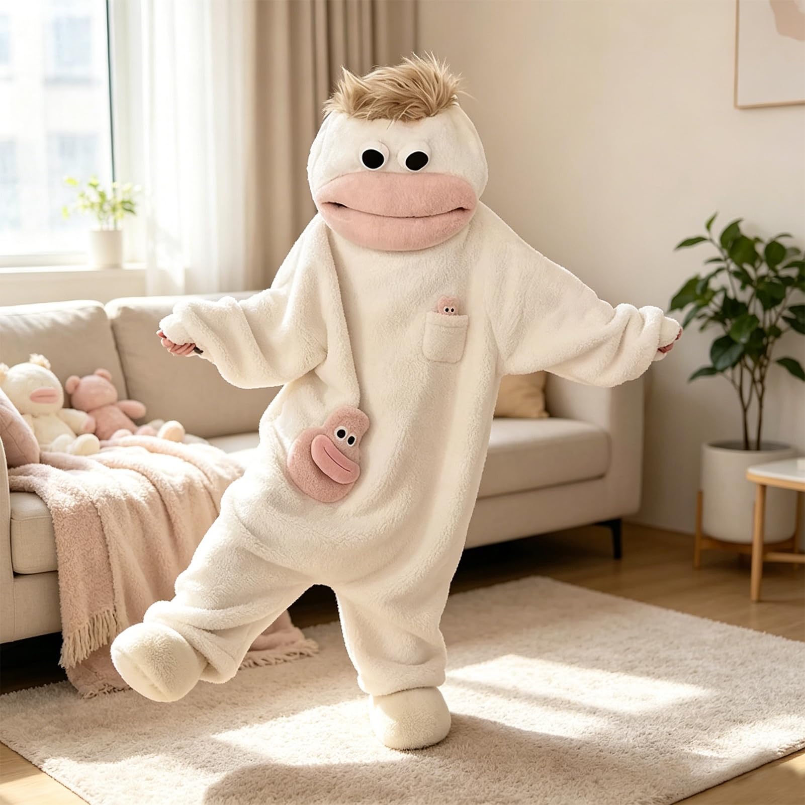 Silly Onesie Lustiger Monster Onesie Big Mouth Monster Kostüm Pyjama | Mundmonster Fleece Schlafanzug Silly Onesie Pyjama Monster-Einteiler Tierkostüm Schlafoverall Halloween Kostüm
