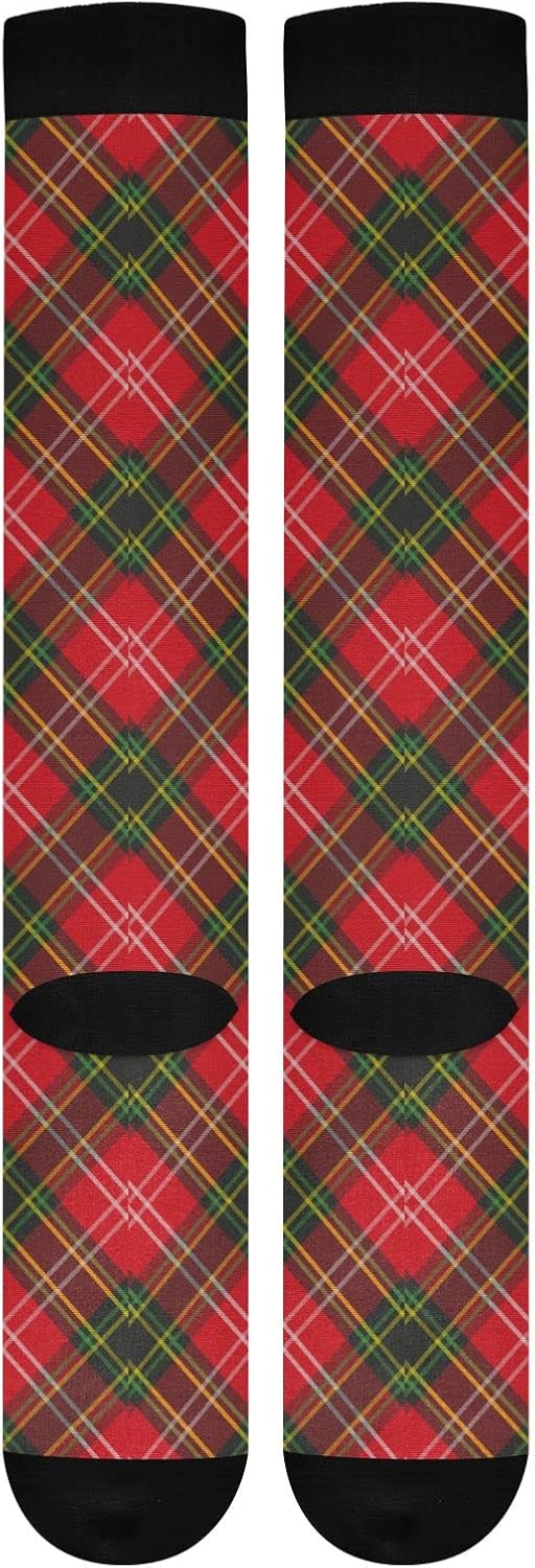 Kigai Knee High Socks Christmas Plaid Red and Green Compression Sock 1 Pair Casual Athletic Tube Socks for Soccer Women Men Medical Nurse Warm Stockings, 20-30mmHg - Image 7