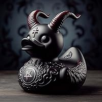 edenfaux Punk Goth Satan Duck Resin Figurine - Unique Handmade Gothic Collectible for Halloween Desk Decor & Gifts
