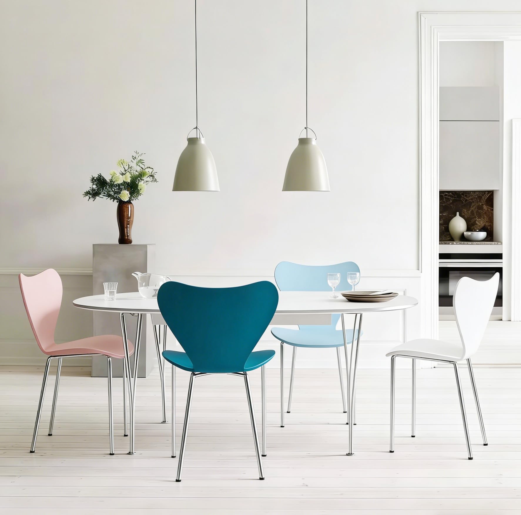 Set di 4 Sedie da Pranzo impilabili Sedia Polipropilene Sedie in Plastica Sedie da cucina adatte per Sala da Pranzo, Cucina, Soggiorno, Giardino, Bianco Blu Verde Rosa