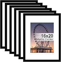 Vista 14 de BESCRCL - Set de 6 marcos de fotos de 11 x 14, color negro. Marcos para mostrar fotos de 8 x 10 con paspartú o de 11 x 14 sin paspartú, marcos