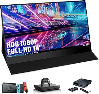 YOUYUANLTD 14.0 Portable Monitor Full HD IPS HDMI FHD 1920x1080 Screen for Gaming Laptop Computer Phone Xbox PS4 PS5,Switch,Working Display with Dual Speakers,Black (14-inch Monitor)