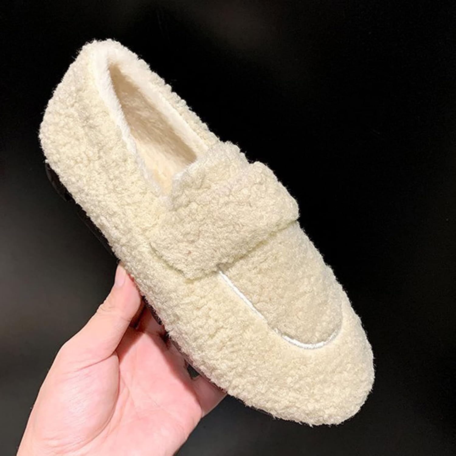 [PANLON] レディース ラウンドトゥ モカシン ムートン カジュアルシューズ スマート シンプル モカシンシューズ フラット