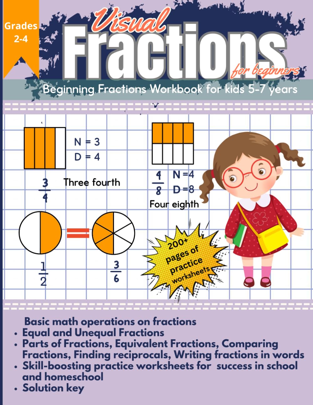 Visual Fractions for Beginners: Beginning Fractions Workbook for kids 5-7 years