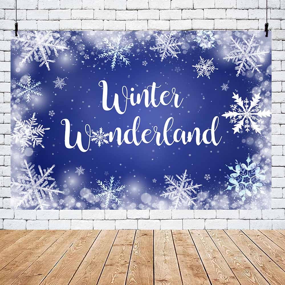 Avezano Winter Wonderland Backdrop Banner – 70.8x43.3 Inch, Snowflake Photo Booth Background - View #2