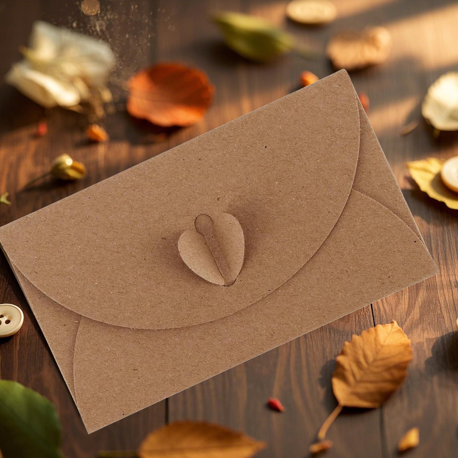Lot de 300 enveloppes en papier kraft marron avec fermoir en forme de cœur pour cadeaux, mariage, Noël, invitations, cartes de remerciement