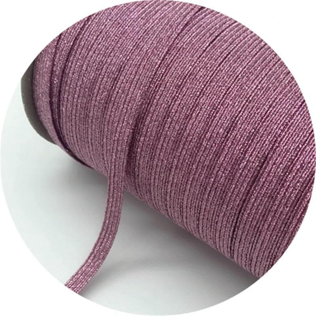Lote de 5 yardas de cinta elástica con purpurina de 6 mm para costura, banda elástica para cintura, cuerda elástica, cordón DIY, 36-135 yardas, 1 rollo