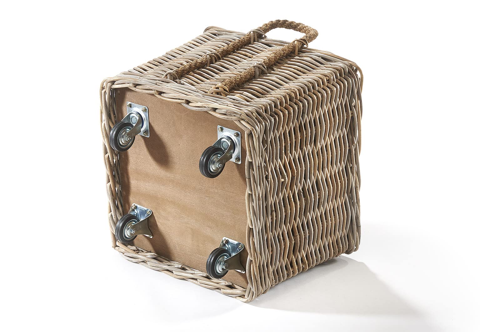 Kobolo Kaminholzwagen Holzkorb mit Rollen für Kaminholz Rattan Grey