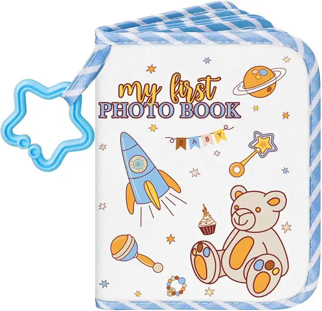 Album Photo Bébé Lanpn 10x15 avec 17 Photos, Tissu Doux et Autocollants - Cadeau Naissance