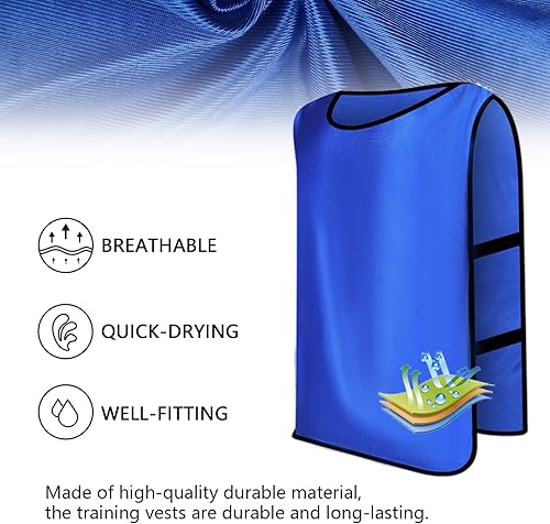 Miniatura 4 de brooman Scrimmage - Chaleco de entrenamiento para niños, jóvenes y adultos, camiseta de práctica de fútbol atlético (12 y 24 unidades)