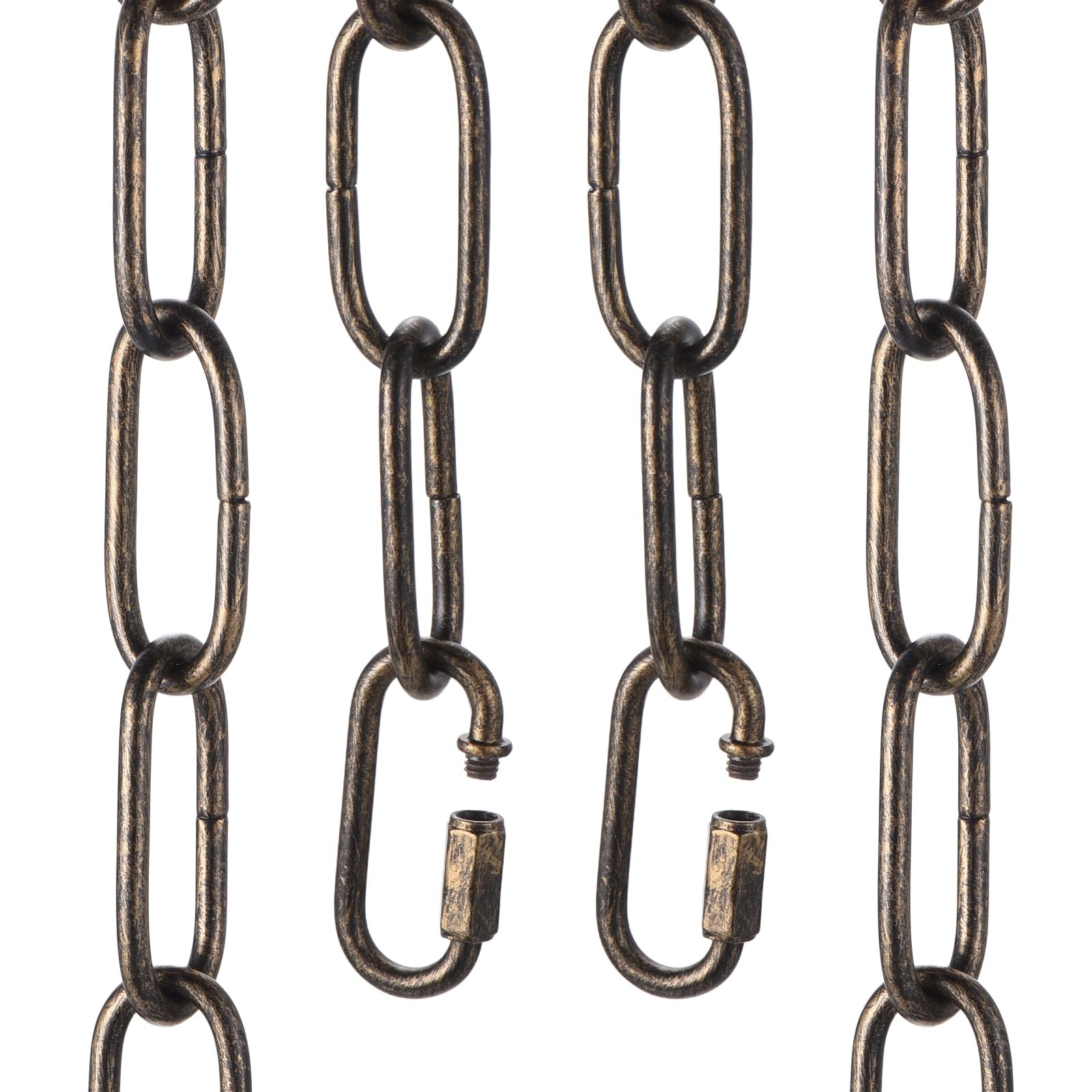sourcing map 6ft Lighting Hanging Chain, 4mm/0.16" Looping Metal Pendant Chandelier Chain Extension with 2 Quick Link Lock for Hanging Plant Pendant Chandelier Light Fixture, Golden
