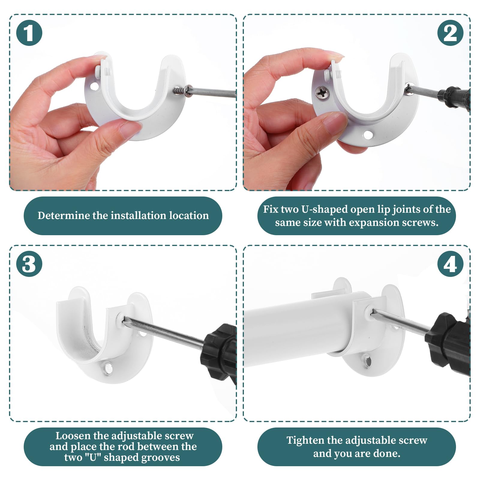 Staffa Guida Guardaroba In Acciaio Inox Flangia Asta Palo Presa