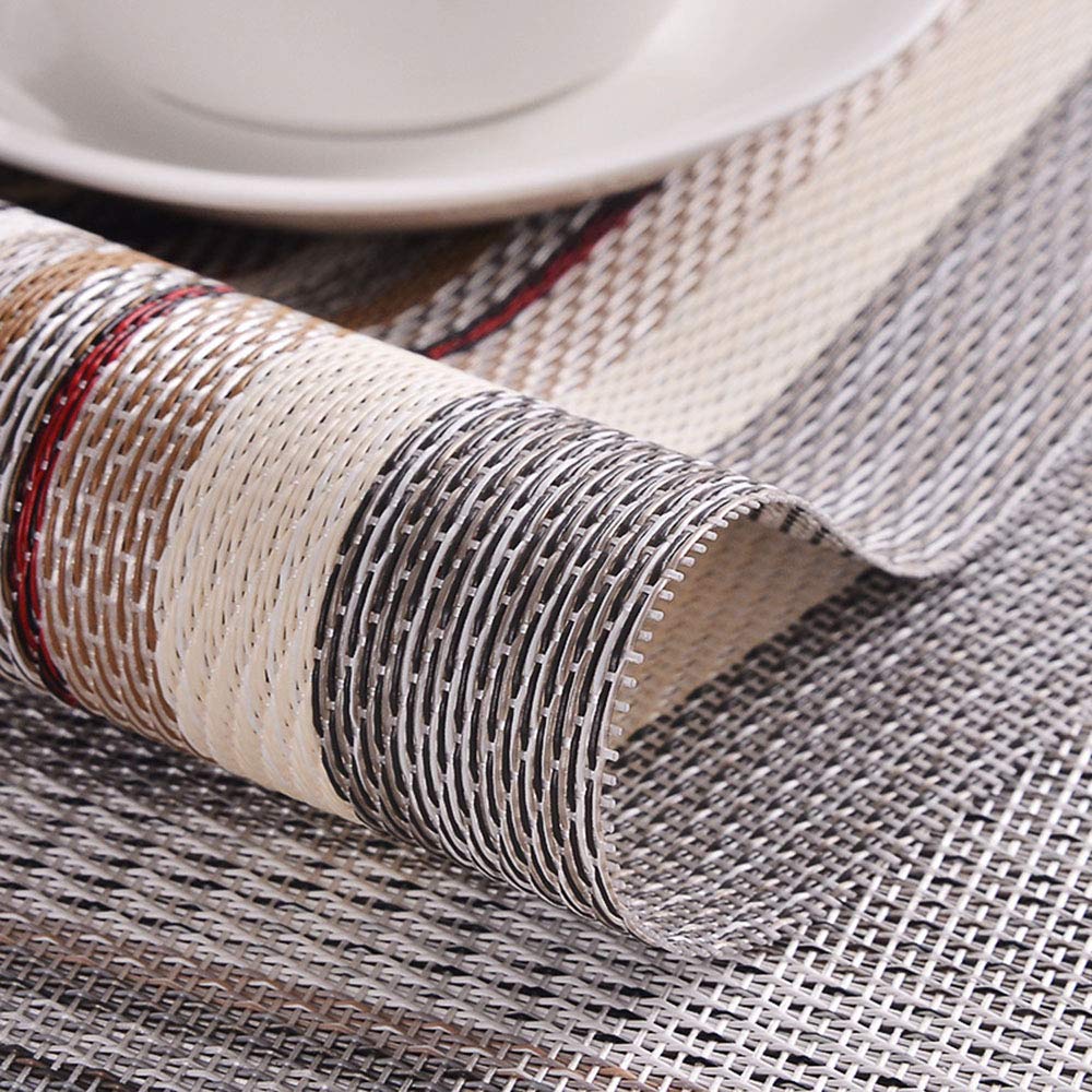 Mantel Individual Antideslizante de PVC Lavable, Salvamanteles Antimanchas Resistente Al Calor para Mesa de Comedor Conjunto de 4