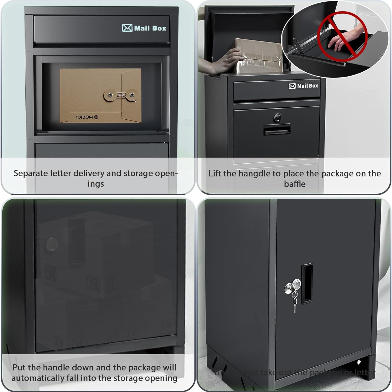 Package Delivery Boxes for Outside, Large Parcel Drop Box with Lock, Customize Address Stickers Package Drop Boxes for Outside is Weatherproof,Package Delivery Box for Porch(15.4 * 37.9 * 15.4 in)