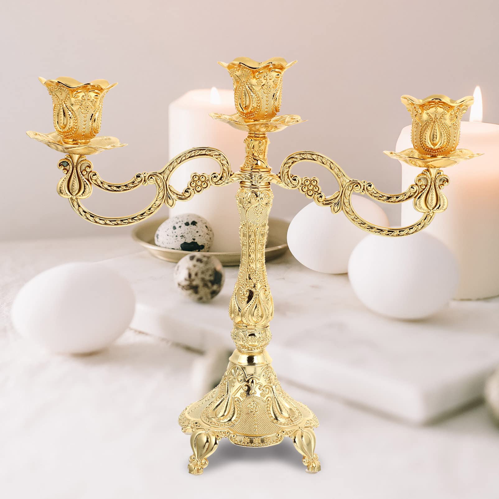 Candeliere, 1 pz candeliere 3 Bracci candelabro in Metallo portacandele Decorativo portacandele Decorativo mensola Tavolo Rustico Decorazione Matrimonio Candela pilastro Zinco