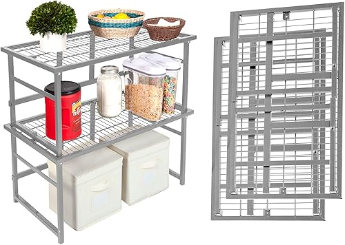 Miniatura 1 de Origami R1 Estante de almacenamiento apilable, estantería de acero plegableplegable con capacidad para hasta 150 libras (por estante), estante