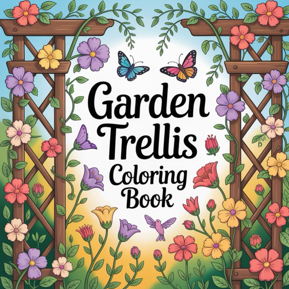 Garden Trellis Coloring Book: Beautiful garden trellis coloring book for adults, relaxing floral patterns coloring book, nature-themed coloring book ... peaceful garden trellis coloring book