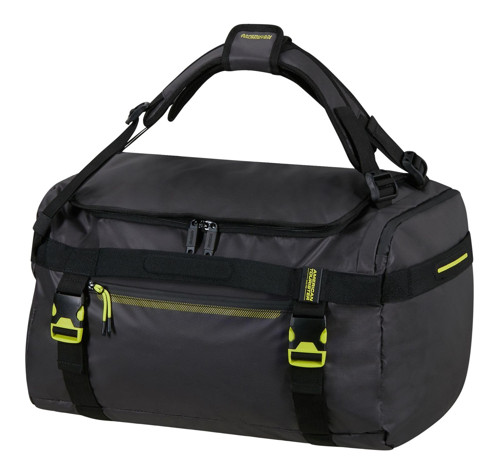 American Tourister Torba podróżna plecak Urban Track Duffle/Backpack Coated 60L Black/Lime czarny