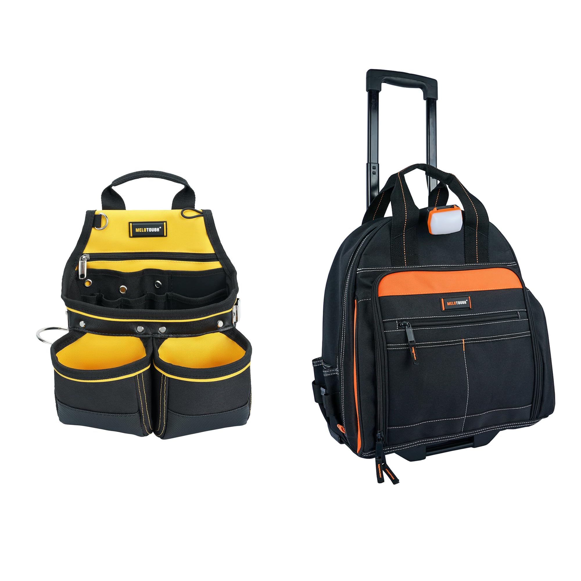 Carpenter Tool Pouch with 10 Pockets Framer Belt Bag Tool Belt Pouch with Hammer Holder Rolling Tool bag