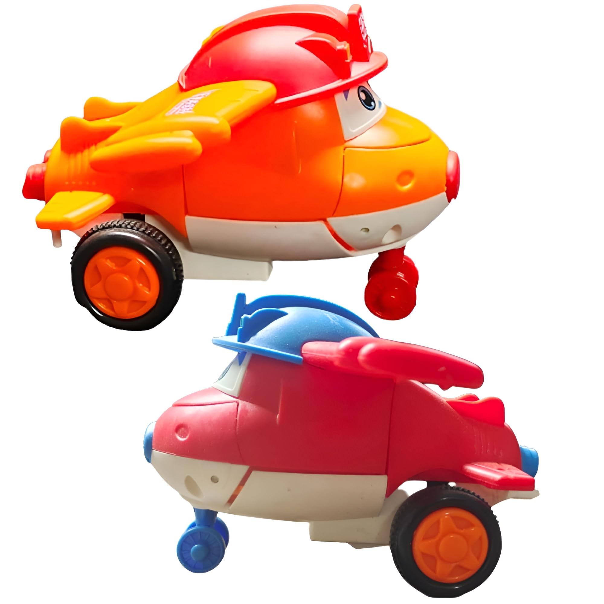 Cartoon Transformer Plane for Kids & Transformers Robot (Red & Orange 2 Pcs Set)