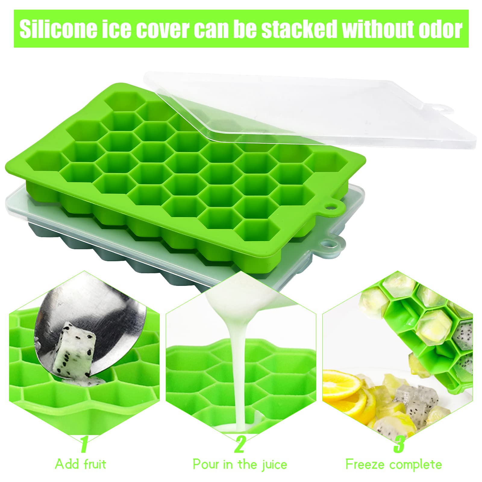 Lot De 2 Moules à Glaçons Hexagonaux Pour Congélateur Avec