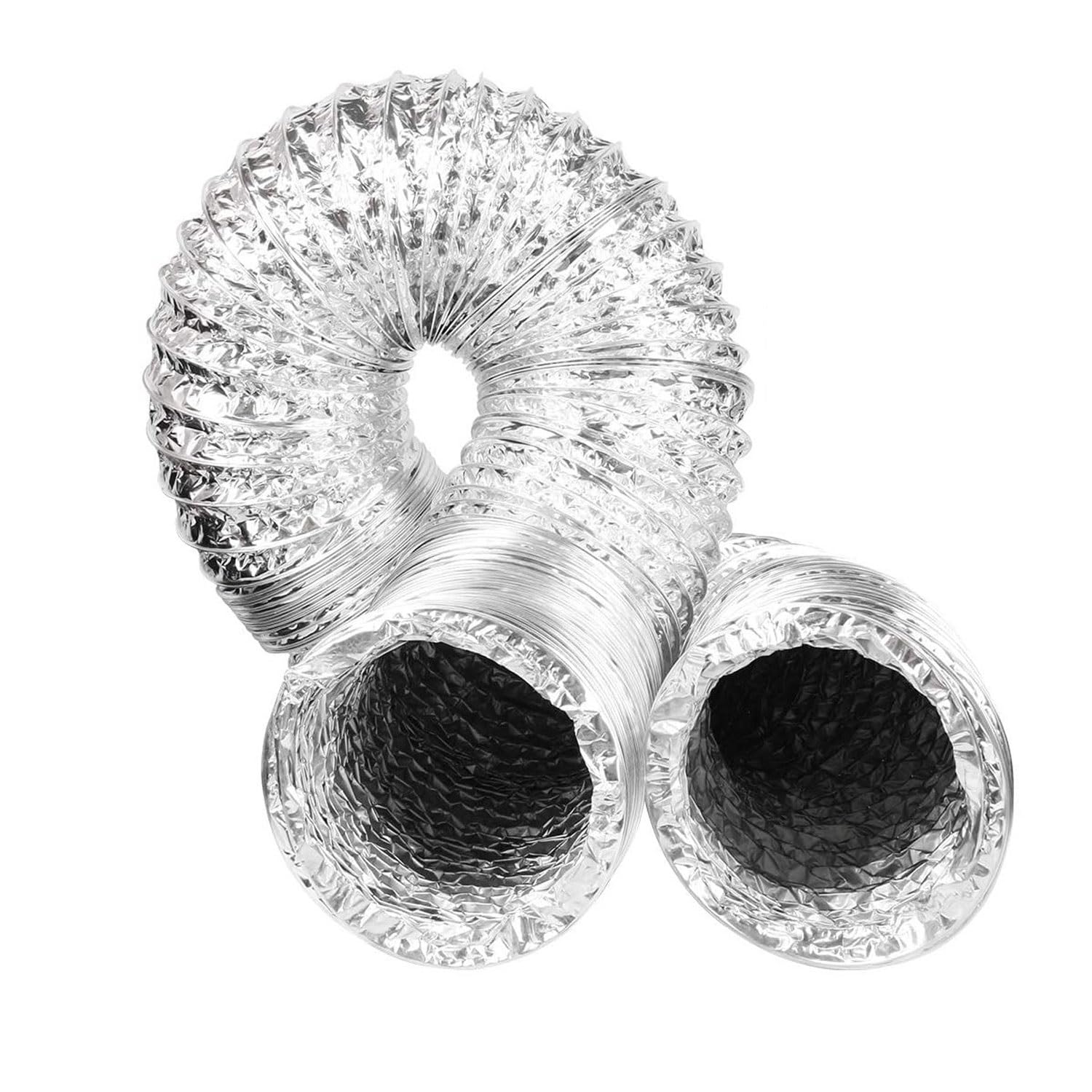Condotto Flessibile in Alluminio, Tubo Flessibile di Ventilazione in Alluminio con Diametro 80-300 mm, Lunghezza 2-5 m con Morsetto(4m,250mm)
