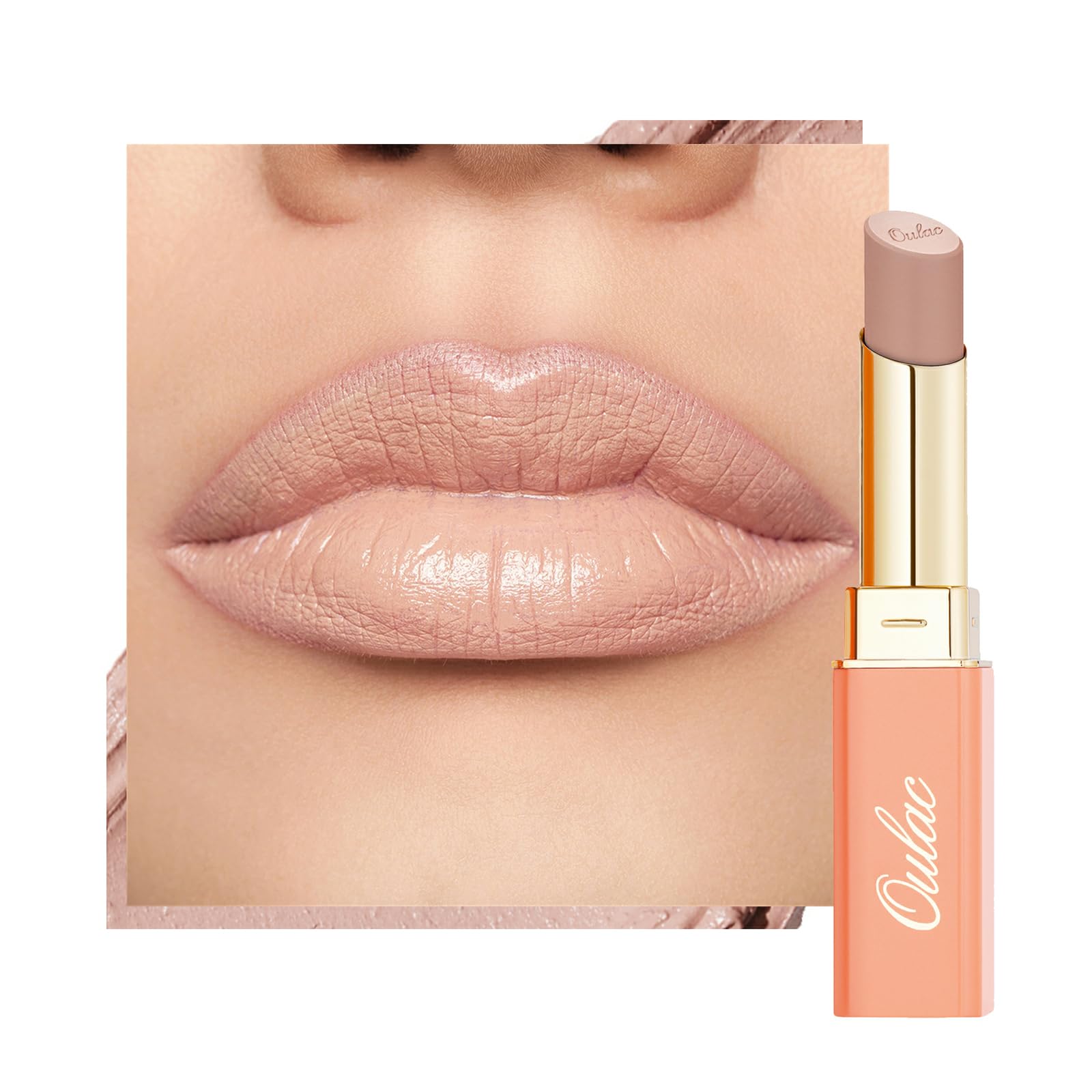 Oulac Beige Lipstick for Women, Pale Nude Matte Lip Base, Full Coverage Lip Color, Satin Matte Finish, Cream Texture, Hydrating, Infused with Hyaluronic Acid, Vegan & Clean Beauty 4g SG01 Bare