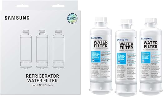 SAMSUNG Genuine Filters for Refrigerator Water and Ice, Carbon Block Filtration for Clean, Clear Drinking Water, HAF-QIN-3P, (Pack of 3)