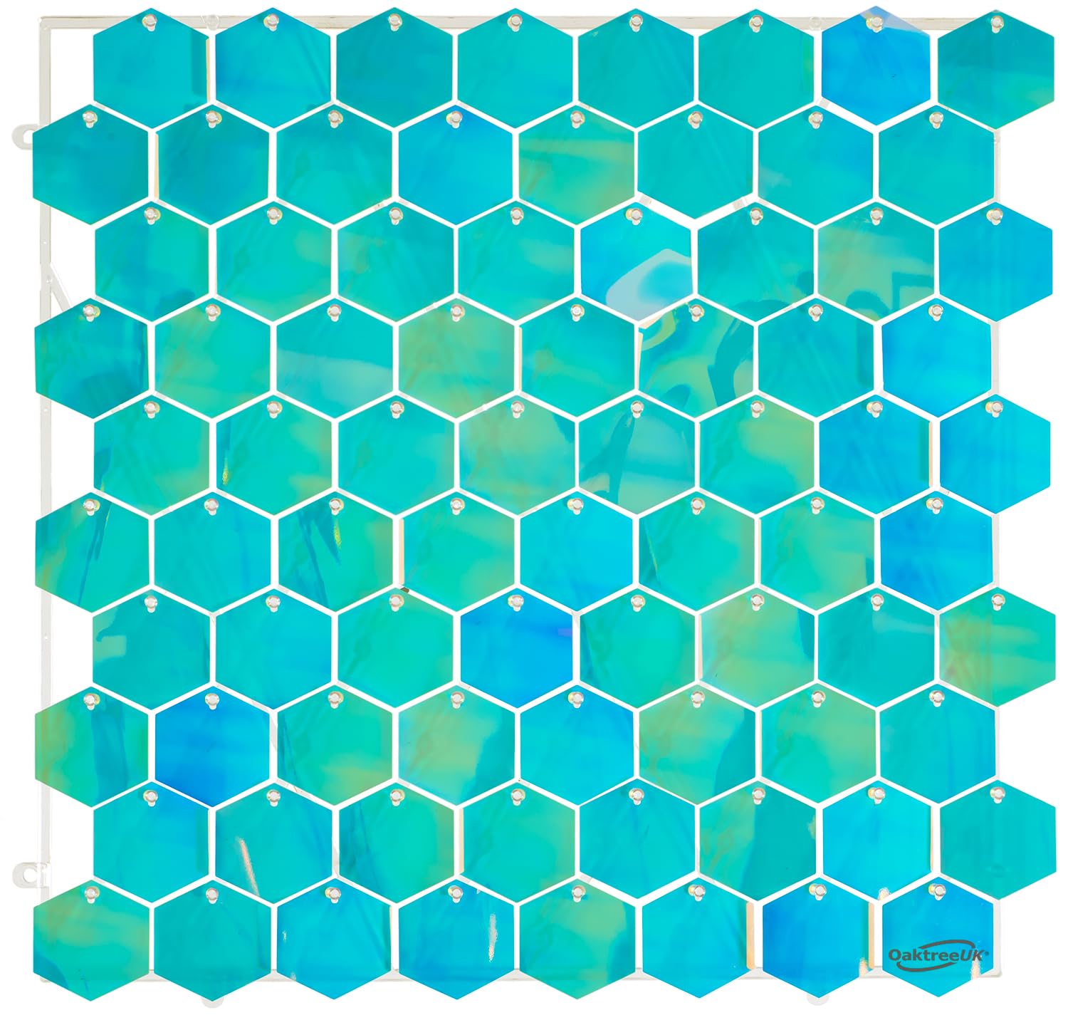 Sequin Wall Panel Hexagons 30cm x 30cm Iridescent Blue (80 Hexagons)