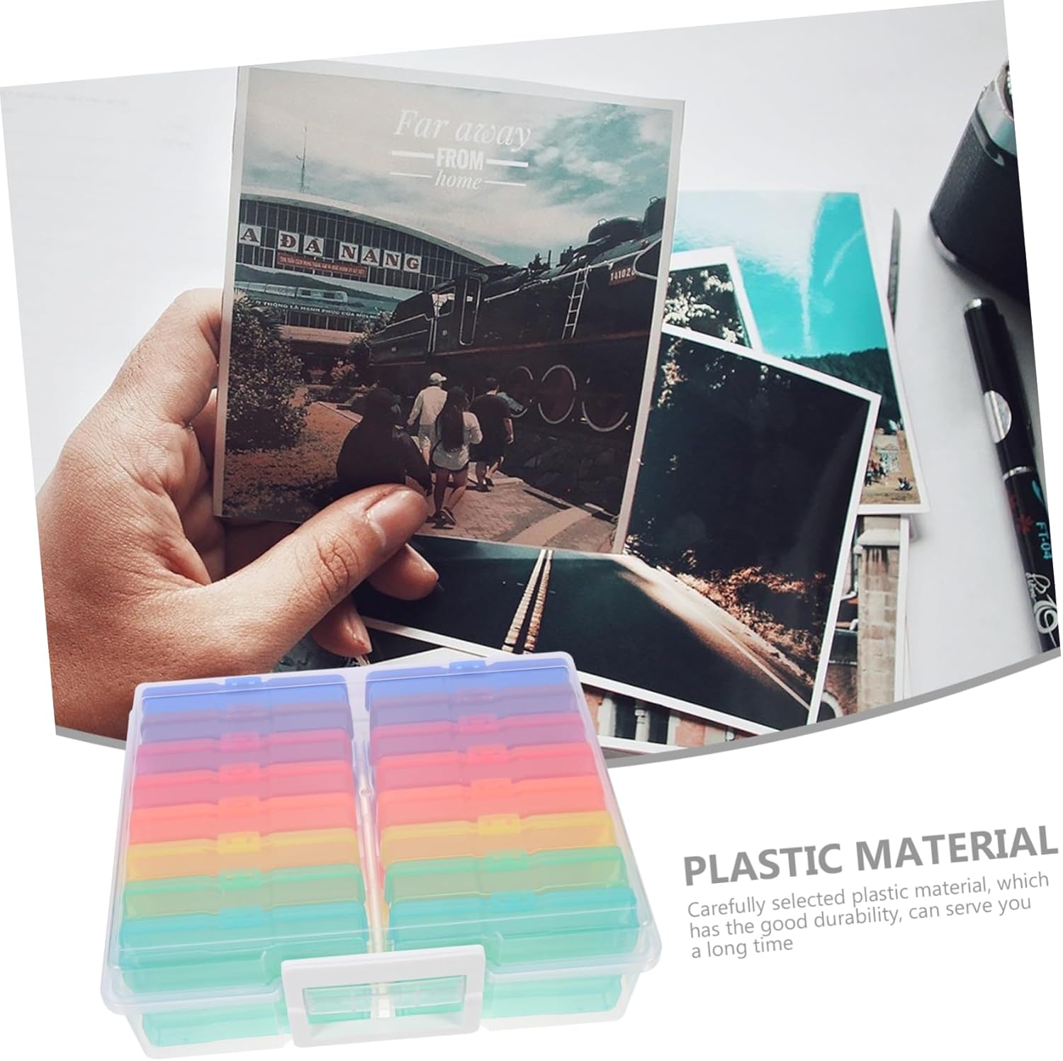 1set Classified Photo Storage Case Compartment Organizer Card Box for Photos Postcards Crafts Multi-function Storage for Home Office
