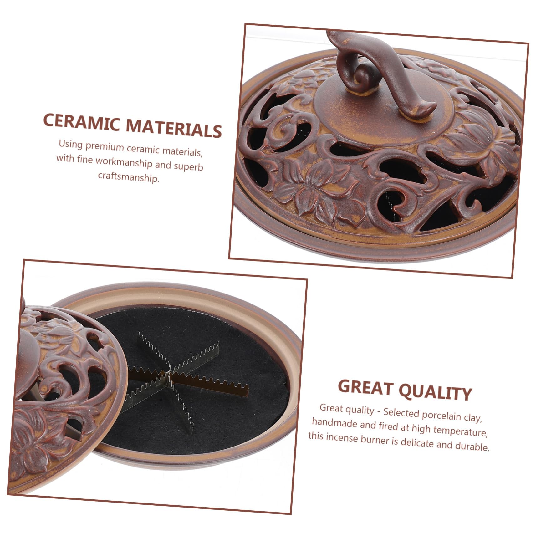 Cabilock Bruciatore Di Incenso Ceramica Retro Incensiere Decorativo Per Casa Ufficio e Spa Atmosfera Artistica Unica Bruciatore Per Aromaterapia e Meditazione Design Elegante Con Effetto