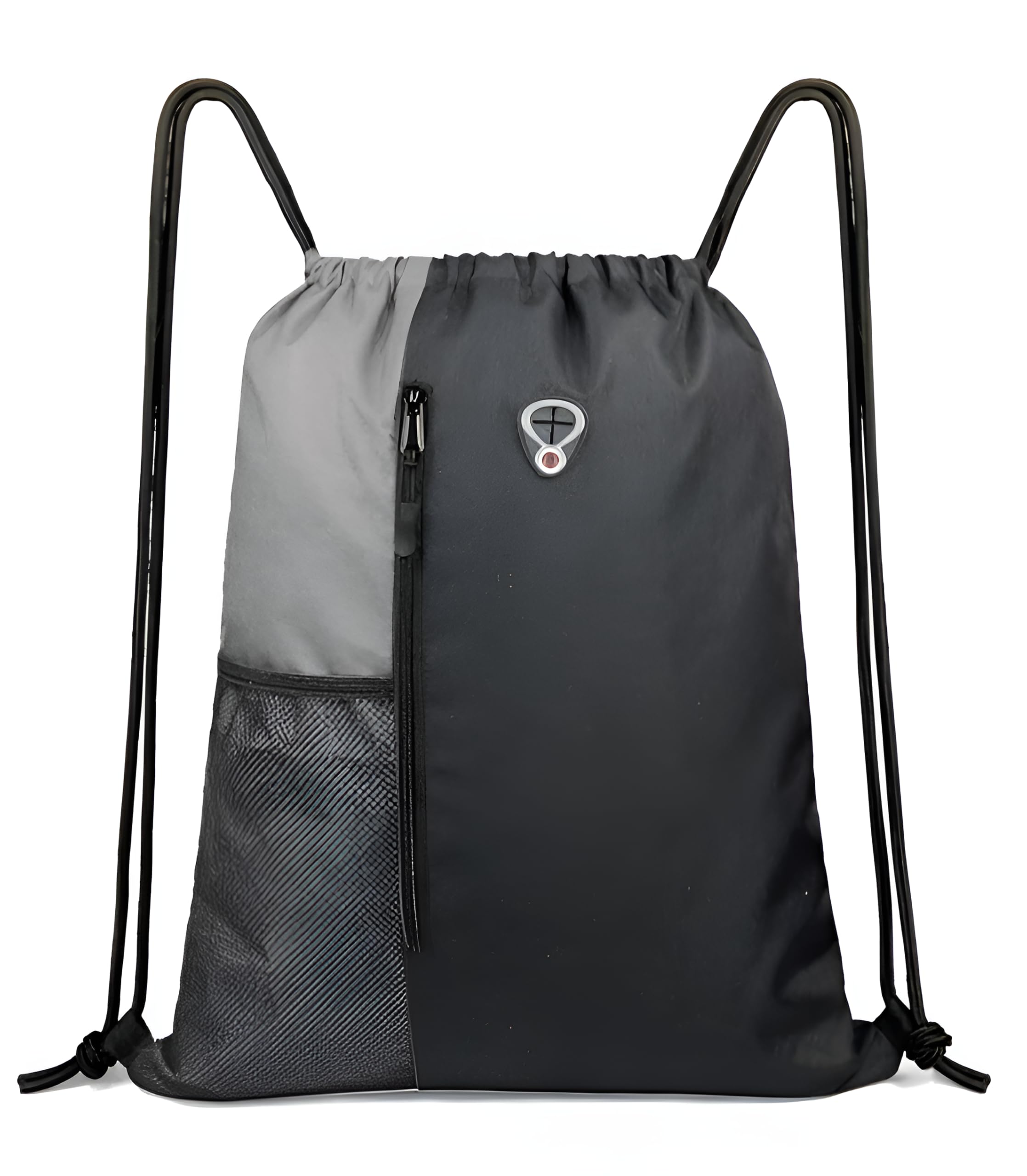 ActiveFit Drawstring Bag | Gym and String Backpack | Sports Bag | 17" x 13" Inch (Black-Grey)