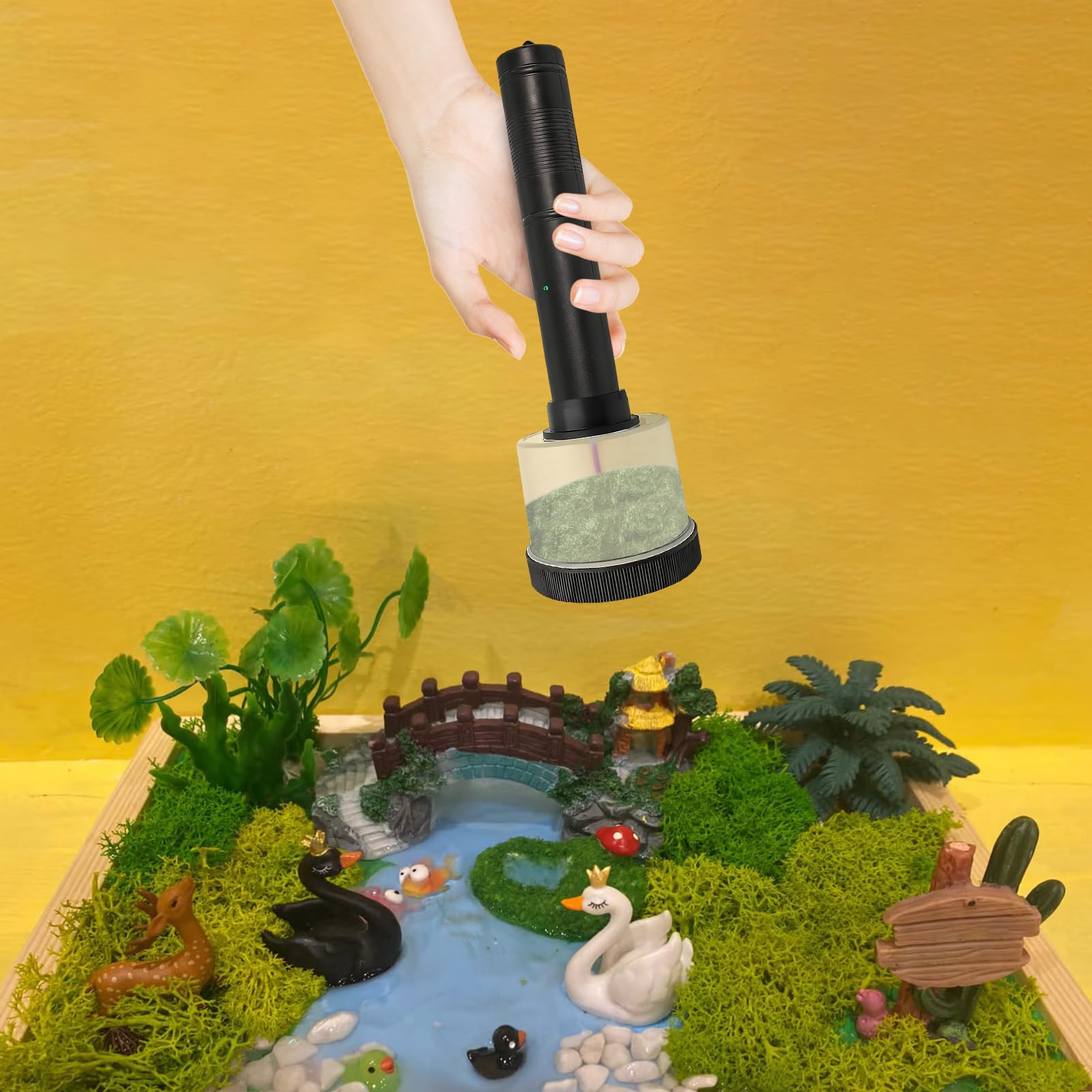 Herramientas de aplicación de hierba estática para modelismo, funciona con pilas, material ABS, 2 rejillas de acero inoxidable, portátil, para plantación de césped o flocado, modelo Sandbox