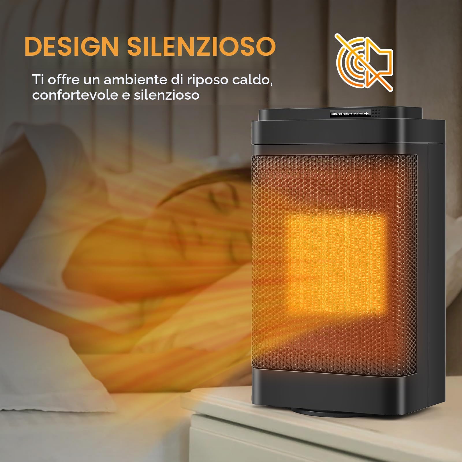 Stufetta Elettrica Basso Consumo 1500W con Telecomando,3 Modalità
