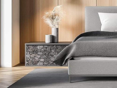 Miniatura 6 de CONCORD WALLCOVERINGS  Papel tapiz de piedra 3D para despegar y pegar, color gris oscuro, imitación Wild Boulder, cinta autoadhesiva extraíble P&S -