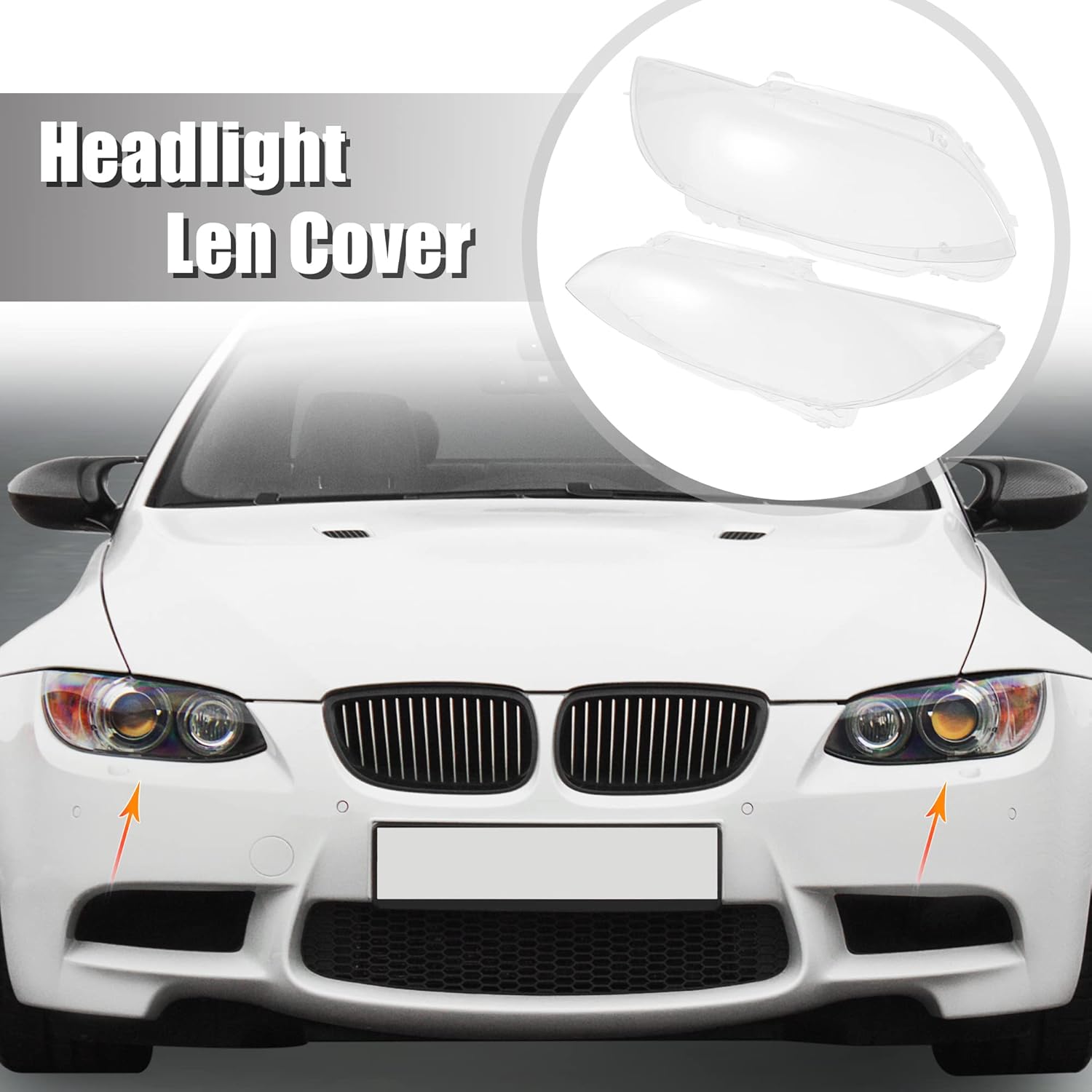 X AUTOHAUX Car Front Headlight Headlamp Lens Clear Lens Cover Cap PC Shell for BMW M3 2008-2013 NO.63117182517/63117182518 Headlamp Housing Left Right 1 Pair