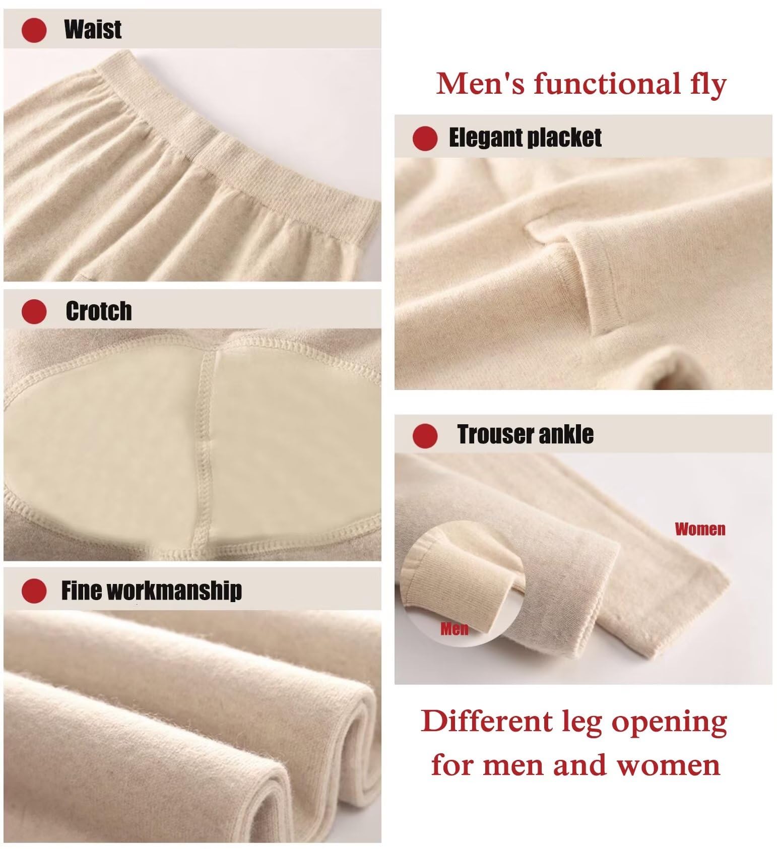 Pantalones Térmicos para Hombre,Pantalones de compresión cálidos de Invierno,97.1% Cachemira