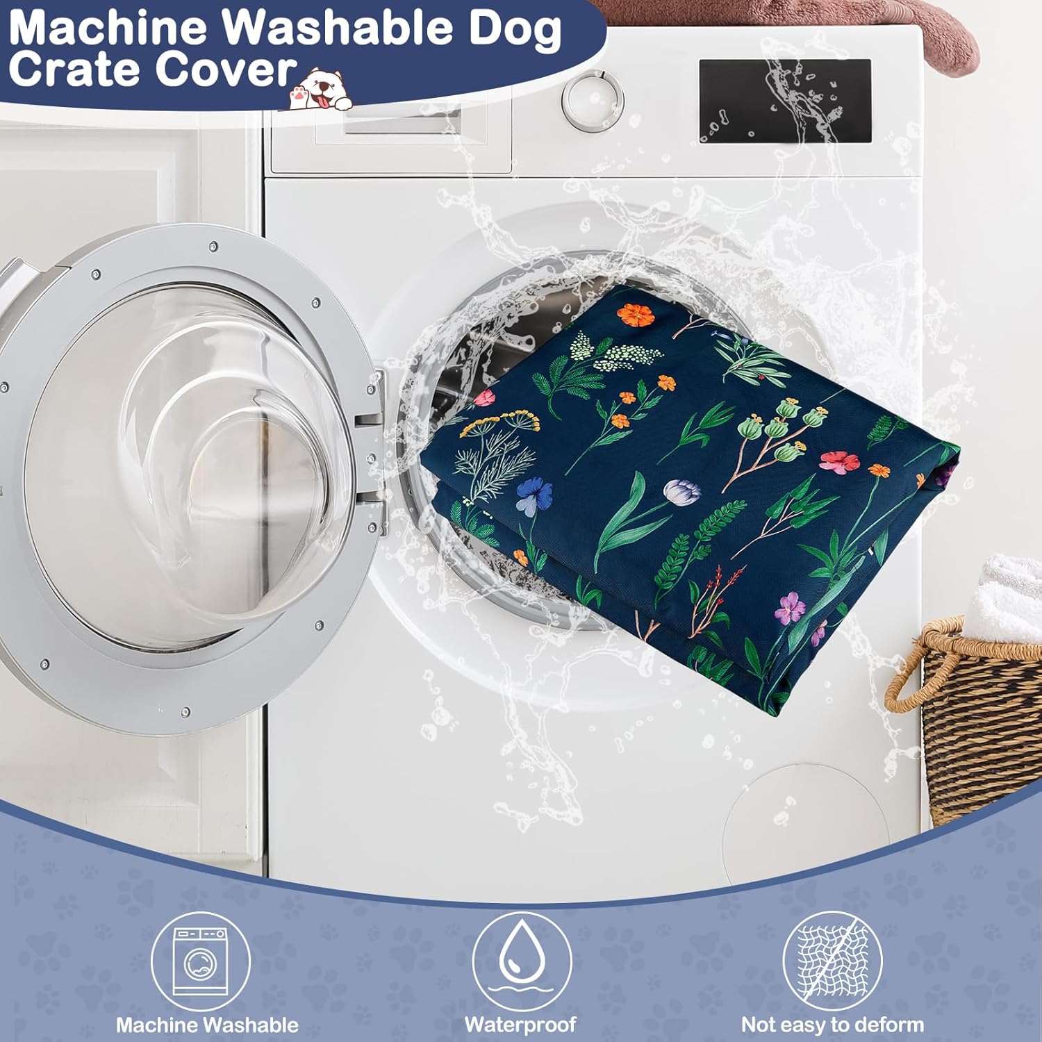 Bienbee Dog Crate Cover, 36 inches Windproof Crate Covers for Dog Cages Breathable Dog Kennel Cover Double Sided Zipper Dog Cage Cover for Wire Dog Cage Indoor Outdoor Protection