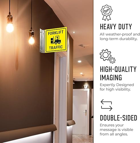 Miniatura 5 de Cartelera de proyección de tráfico para carretilla elevadora, doble cara, 6x6 pulgadas, ACM, con accesorio de níquel cepillado, fabricado en EE. UU