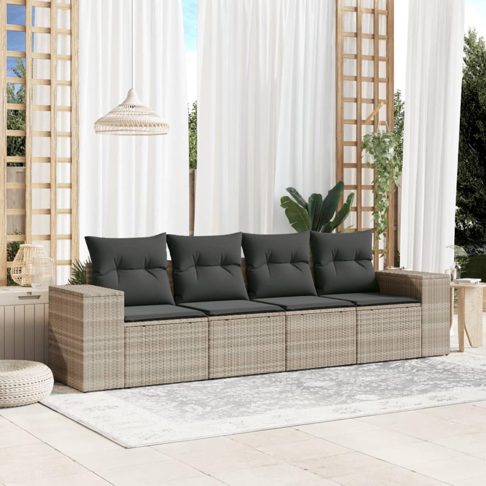Canapés de jardin 4 pièces ShGaxin en rotin synthétique gris