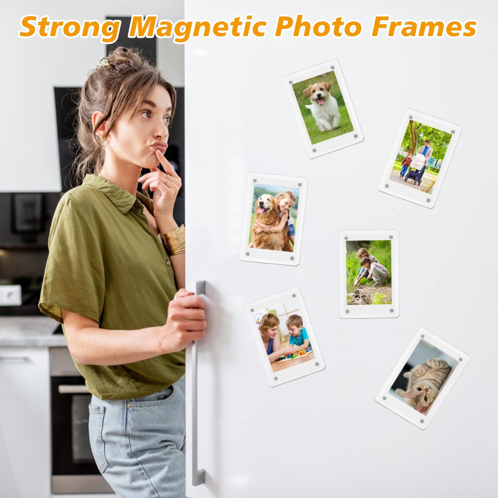 Magnetischer Bilderrahmen aus Acryl, für Kühlschrank, doppelseitig, magnetisch, Polaroid-Rahmen für Bilder, Instax-Mini-Rahmen, super klar, 6,9 x 8,9 cm, 24 Stück