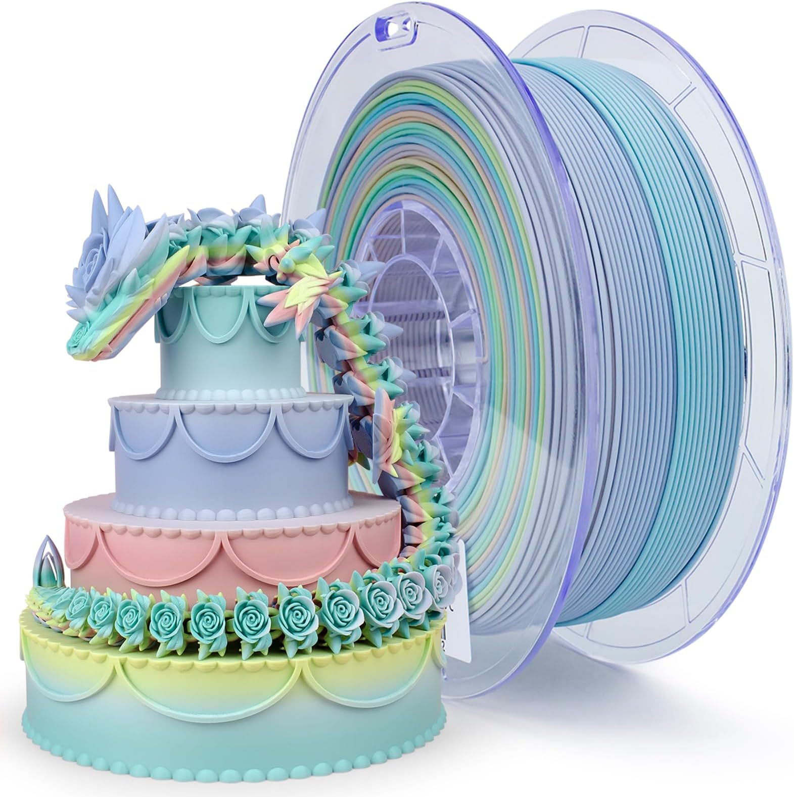 3D Printer Filament, Matte PLA Filament 1.75mm, Multicolor Soft Colors Rainbow PLA,1KG/2.2lb 3D Printing Material No-Shine, Macaron