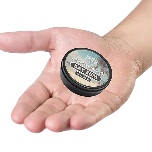 Miniatura 2 de Bálsamo para barba de ron de bahía con manteca de karité y cera de abejas - Acondicionador sin enjuague de 1 oz y bálsamo de peinado para hombres