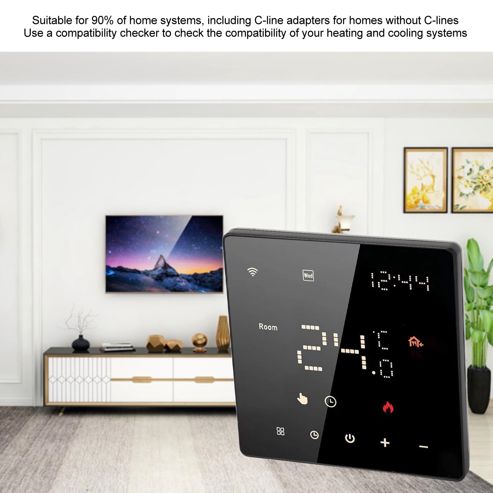 Termostato Doméstico WiFi Inteligente con Control de Pantalla Táctil para Gestión de Temperatura Interior, 100-250 VCA, Horario Programable de 7 Días (Horno para Colgar en la Pared con