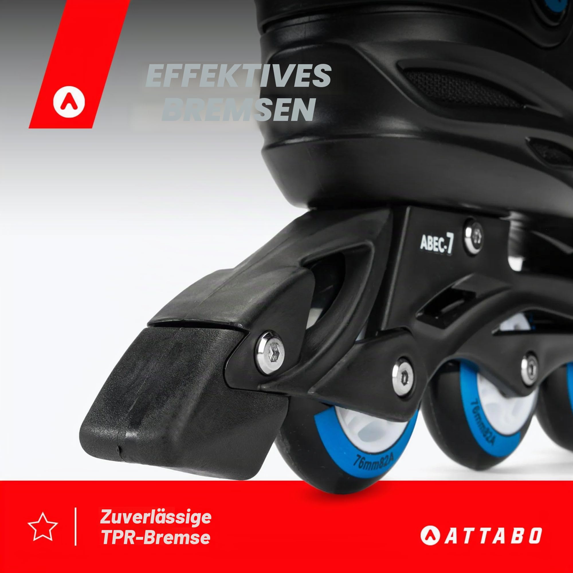 ATTABO Fitness Inline Skates Herren Cyclone Größe 40-46 EU Inliner Rollschuhe mit ABEC-7-Lager Räder PU 82A Halbharte TPR Komfort Stabilität Dreifache Anpassung Roller Skates für Männer Schwarz/Blau
