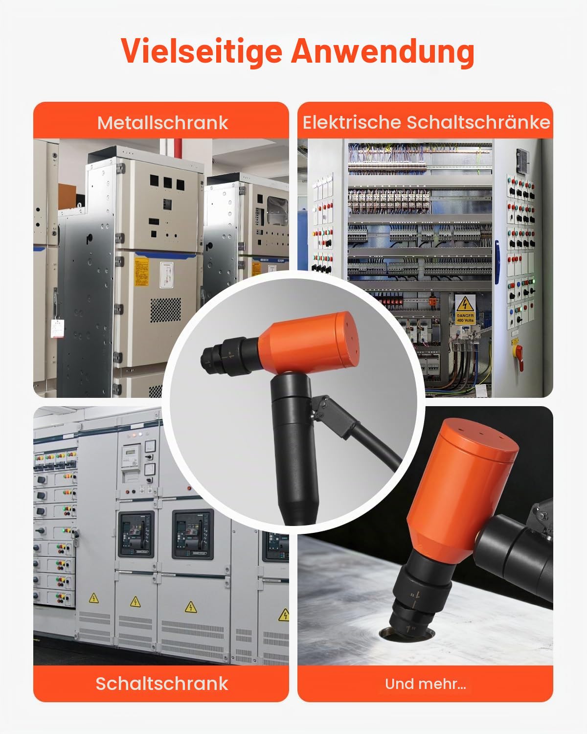 VEVOR Ausbrechstanzen-Set, 10 t hydraulisches Ausbrechset, 22,5 bis 61,5 mm KO-Werkzeugsatz, Lochherstellungswerkzeug, KO-Werkzeugsatz mit 6 Matrizen für Metallschaltschränke, Schaltschränke