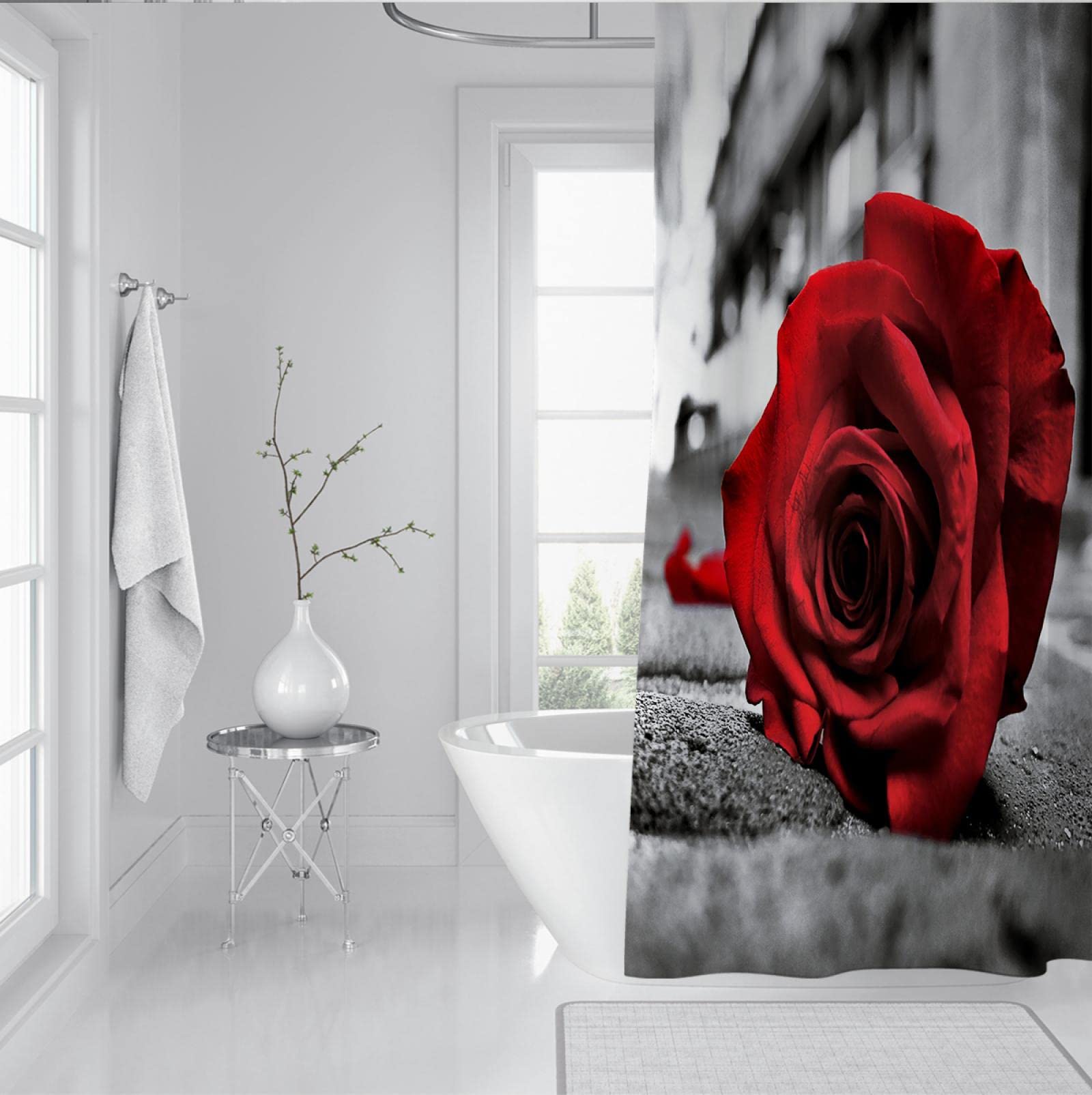 Red Rose Tende da doccia per set da bagno con 12 ganci regalo di San Valentino Home Hotel Arredo bagno Soft Hotel Qualità 220x183cm