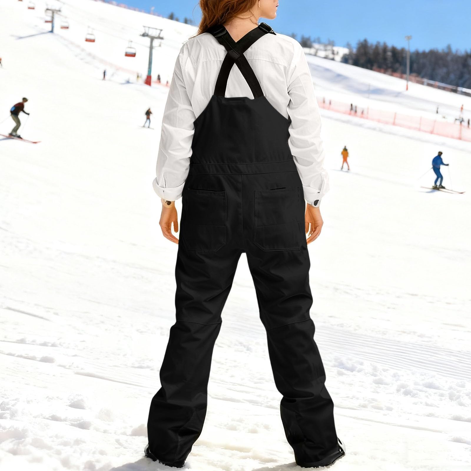 Damskie grafitowe podgrzewane wodoodporne spodnie narciarskie na szelkach z zamkiem błyskawicznym z przodu | izolowane kombinezony snowboardowe regulowane paski zimowe spodnie śniegowe