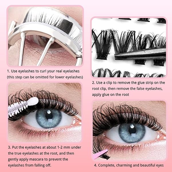 KEYRI 580 Pièces Faux Cils Individuel 30-40-50-60-80-100D Curl Extension Cils pour l'extension de Cils à Domicile Kit Faux Cils DIY Kit Extension Cils pour Débutants Filles et Femmes (8-16mm Mix) - 4
