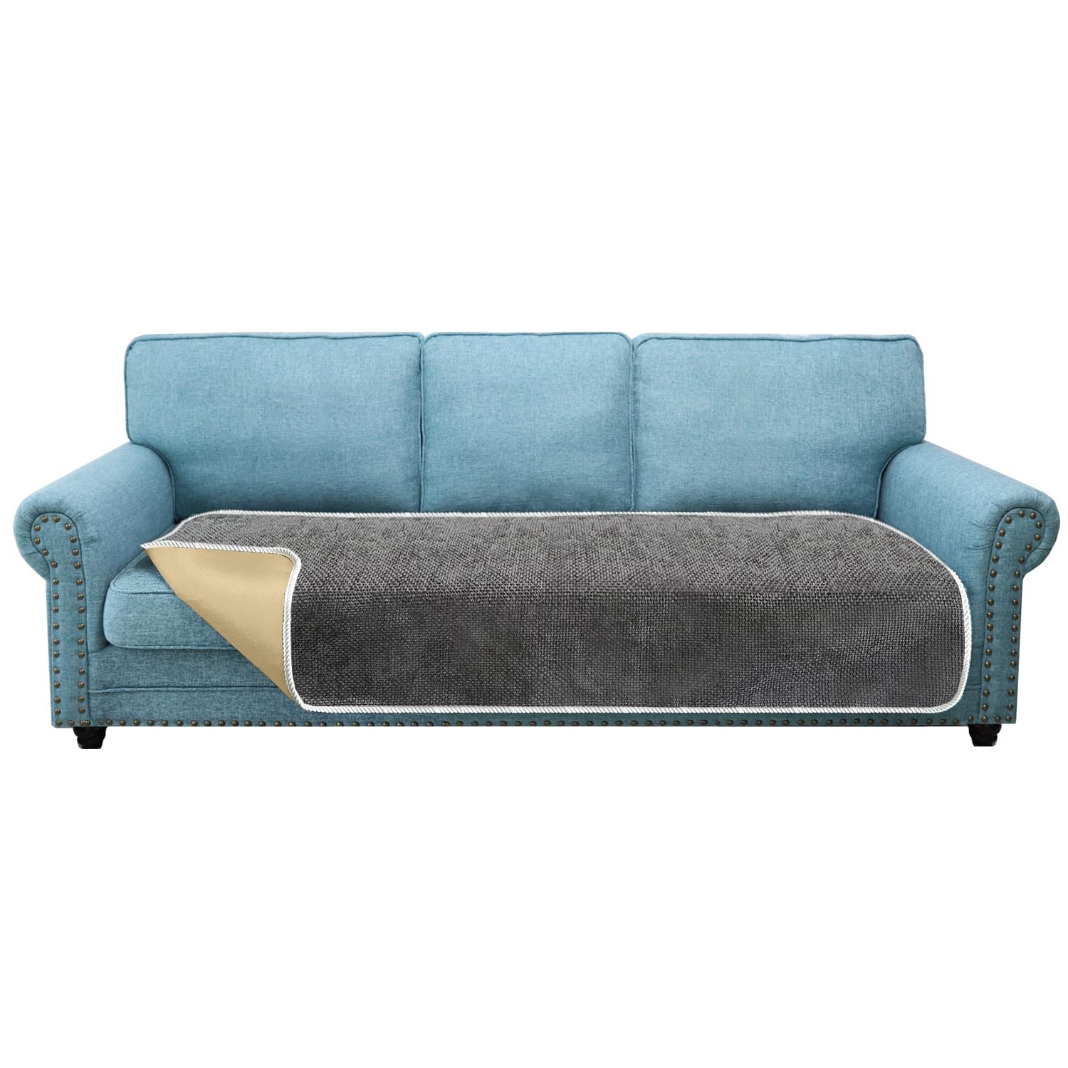 Granbest Non-Slip Sofa Seat Covers 3 Seater Plus Thick Sofa Cover Sofa Protectors from Pets Universal for All Seasons (3 Seater Plus, Grey)